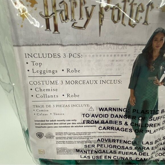 Warner Bros Green Slytherin Halloween Costume Adult 6-8 - Picture 3 of 4